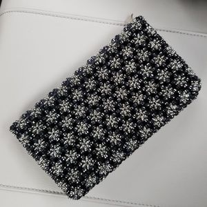 *Make an offer!* Black and silver beaded clutch